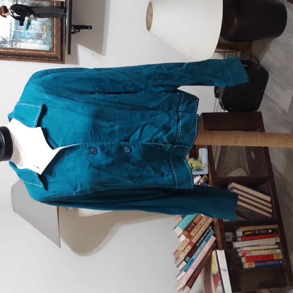 Womens Linen jacket Coldwater Creek XL long sleeve lightweight